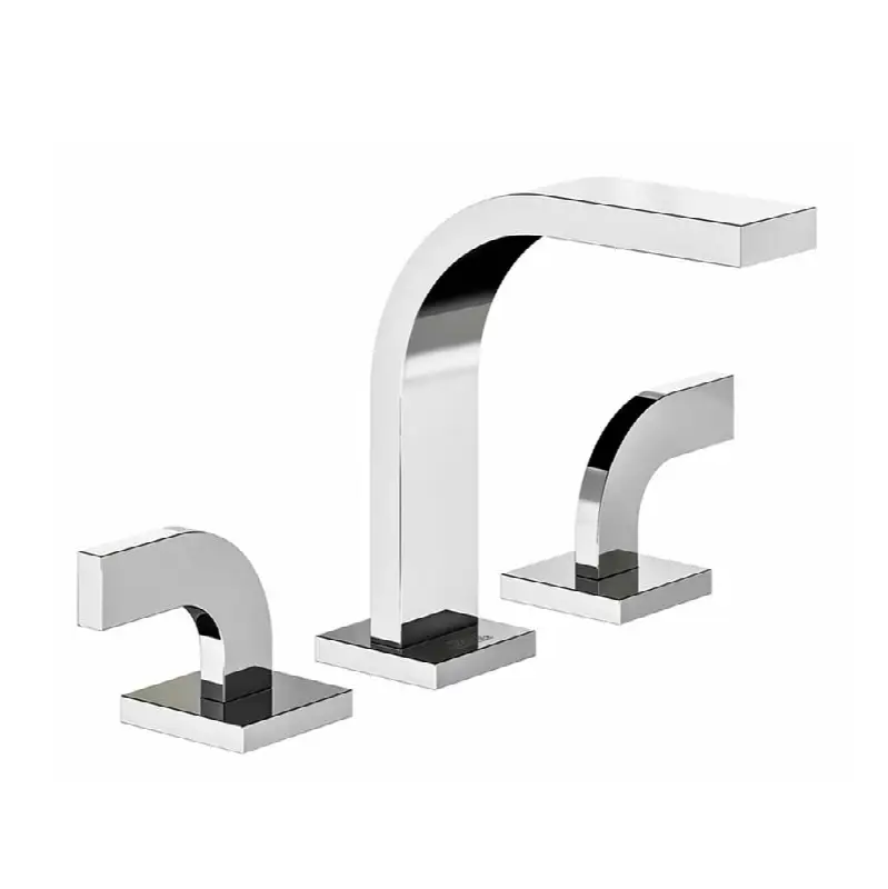 Widespread lavatory faucet with push down pop-up drain assembly