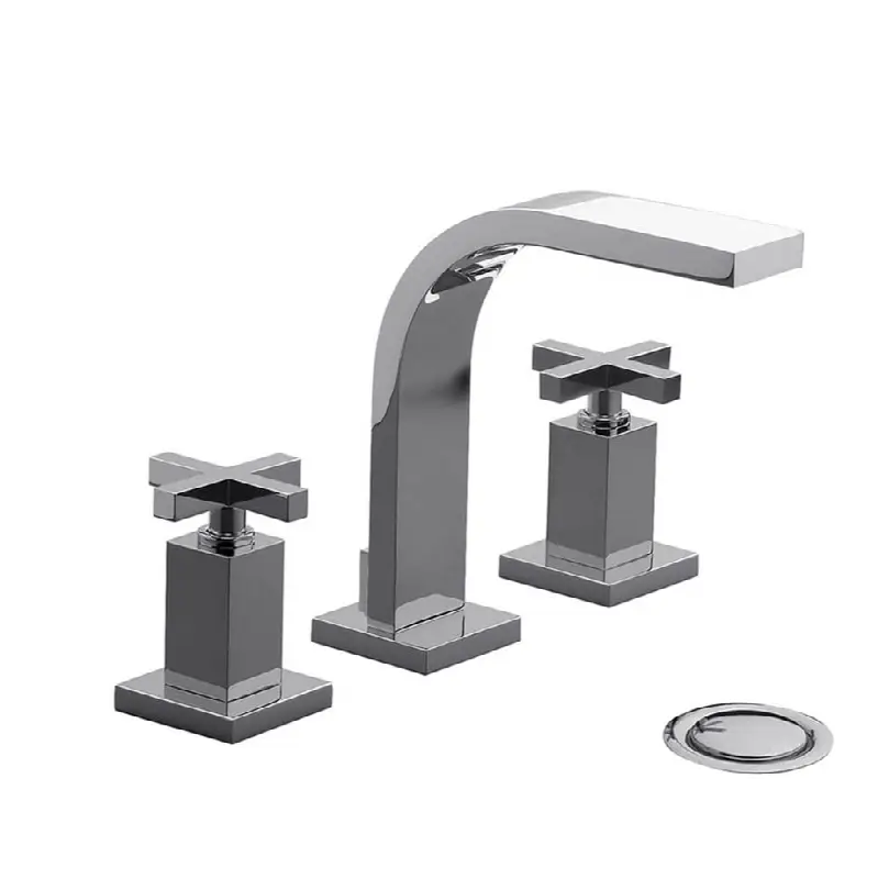 Widespread lavatory faucet with push down pop-up drain assembly