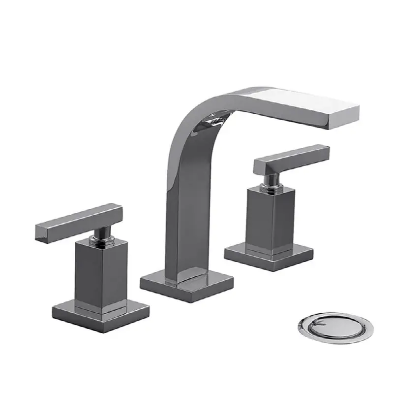 Widespread lavatory faucet with push down pop-up drain assembly