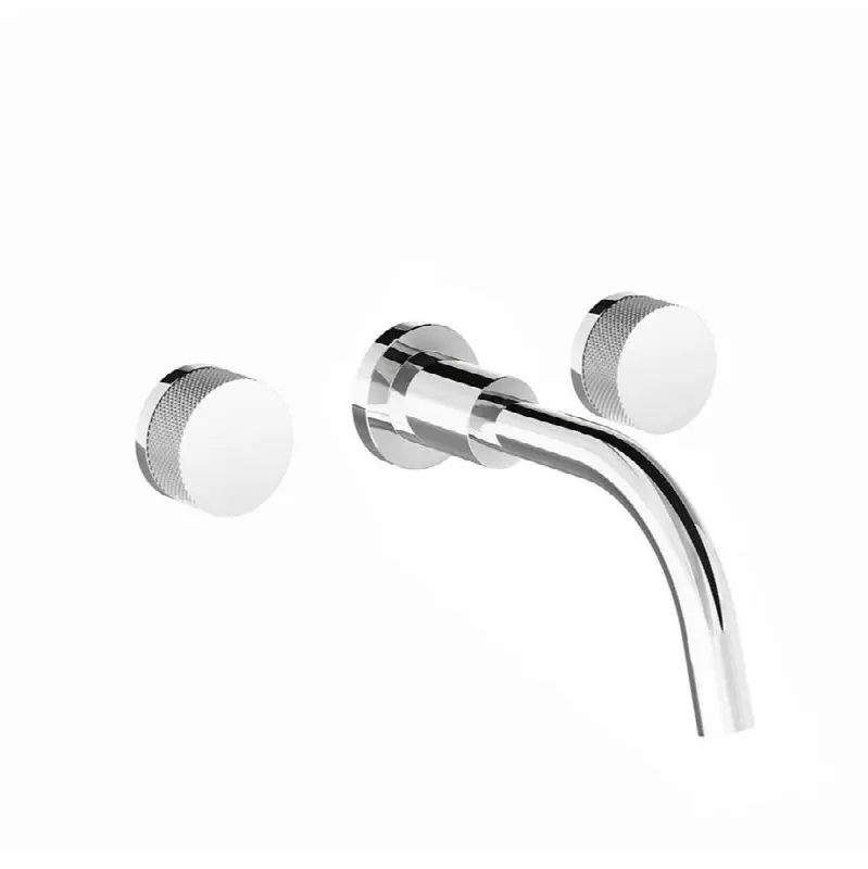 Wall-mounted lavatory faucet, Knurling cylinder handle, less drain assembly. Trim only.