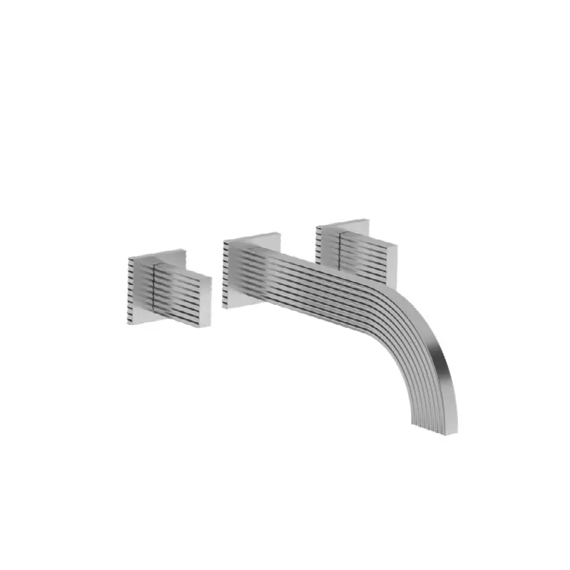 Wall-mounted lavatory faucet, less drain assembly, trim only.