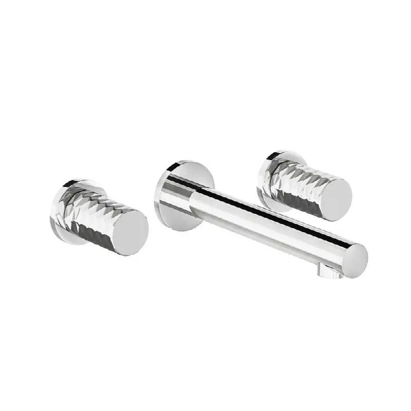 Wall-mounted lavatory faucet, Diamond cylinder handle, less drain assembly. Trim only.
