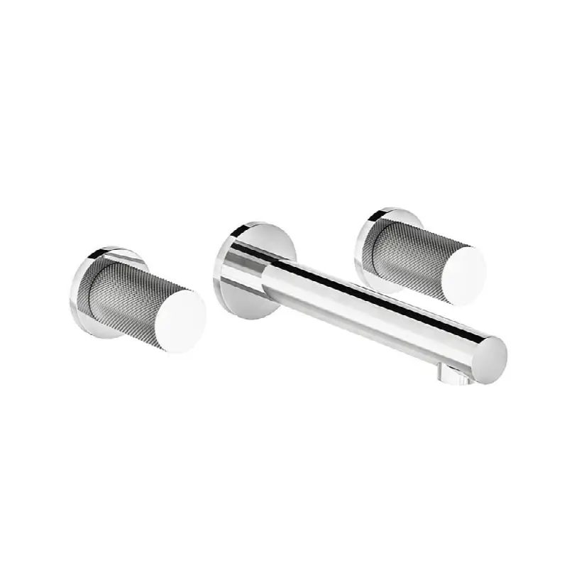 Wall-mounted lavatory faucet, Knurling cylinder handle, less drain assembly. Trim only.