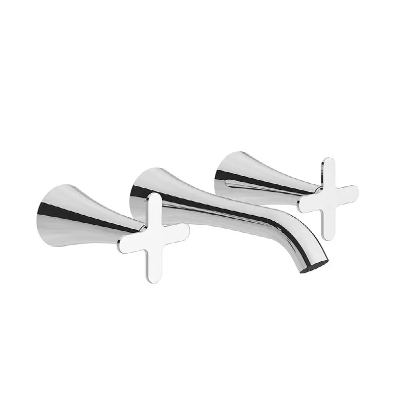 Wall-mounted lavatory faucet, less drain assembly, trim only