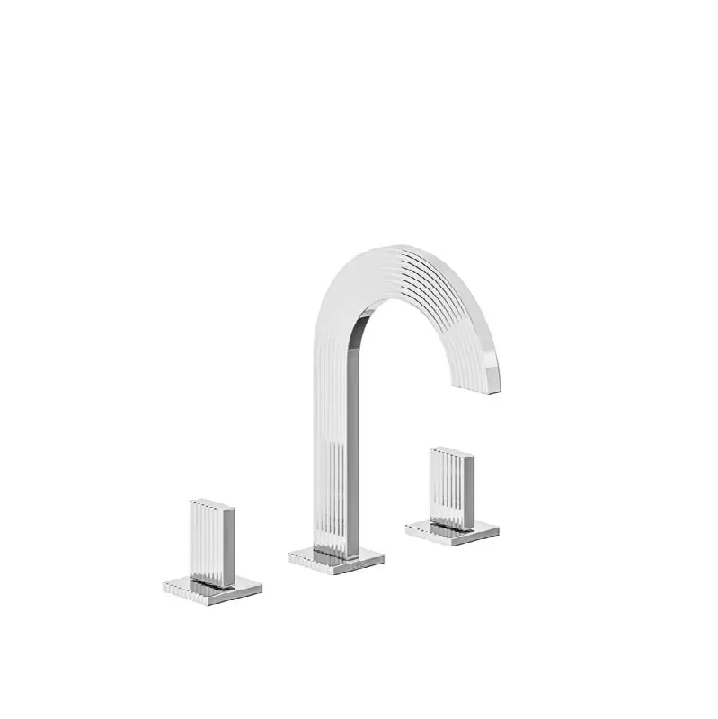 Widespread lavatory faucet with push-down pop-up drain assembly (no lift rod)