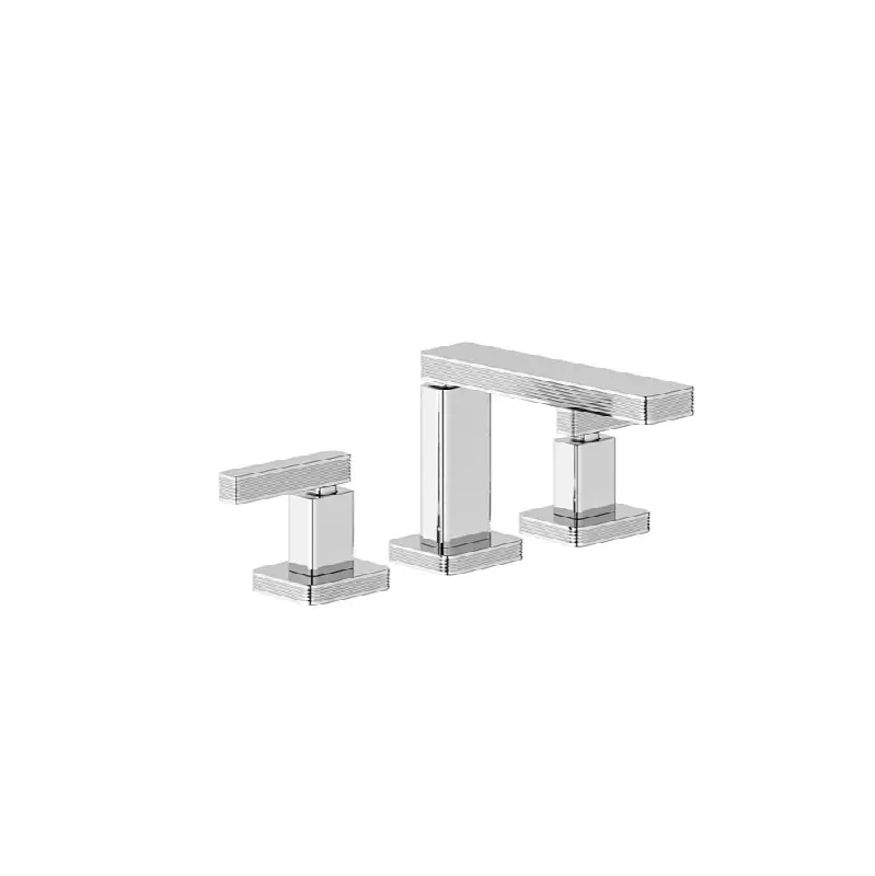 Widespread lavatory faucet with push-down pop-up drain assembly (no lift rod)