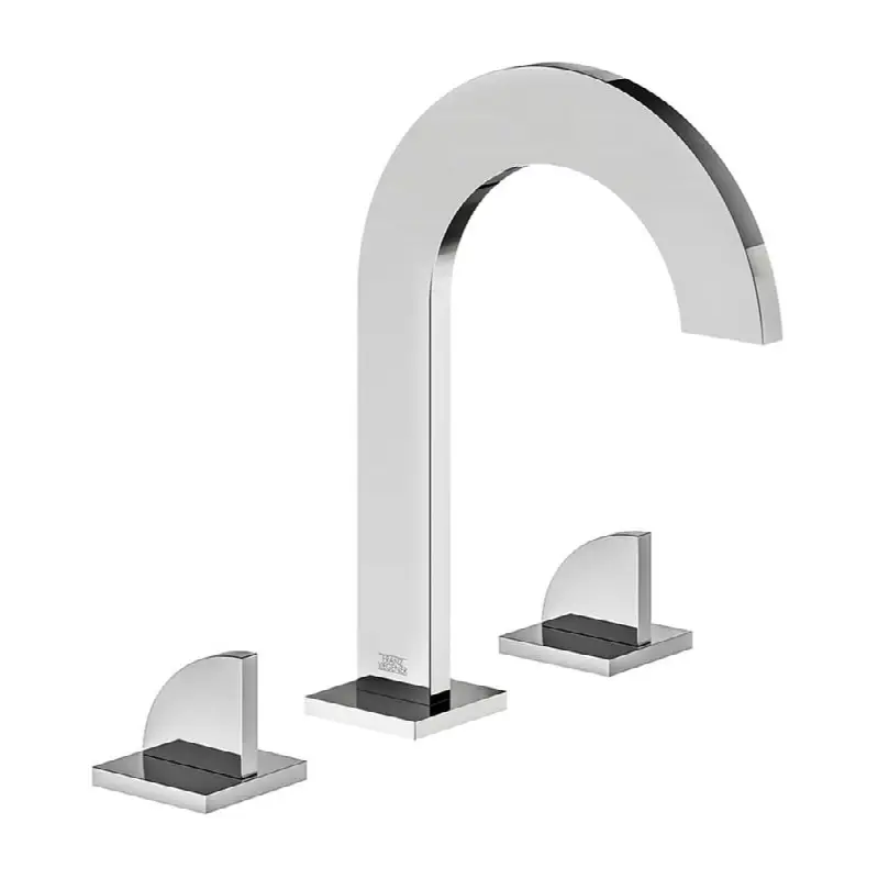 Widespread lavatory faucet with push-down pop-up drain assembly (no lift rod)