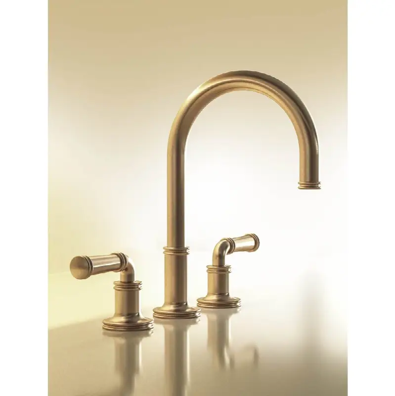 Widespread lavatory faucet with pop-up drain assembly