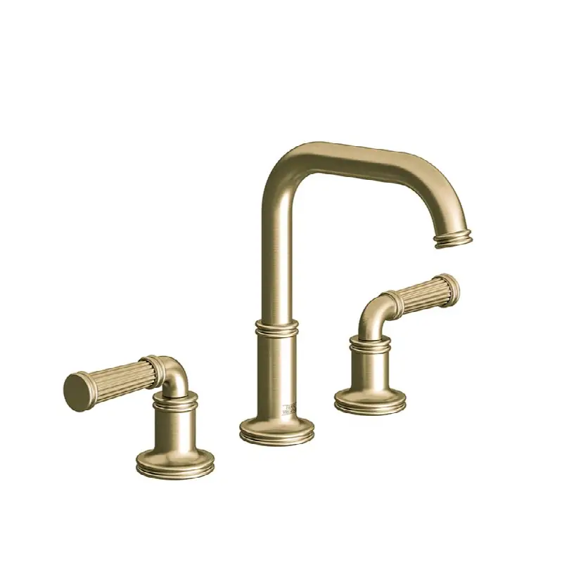 Widespread lavatory faucet with pop-up drain assembly