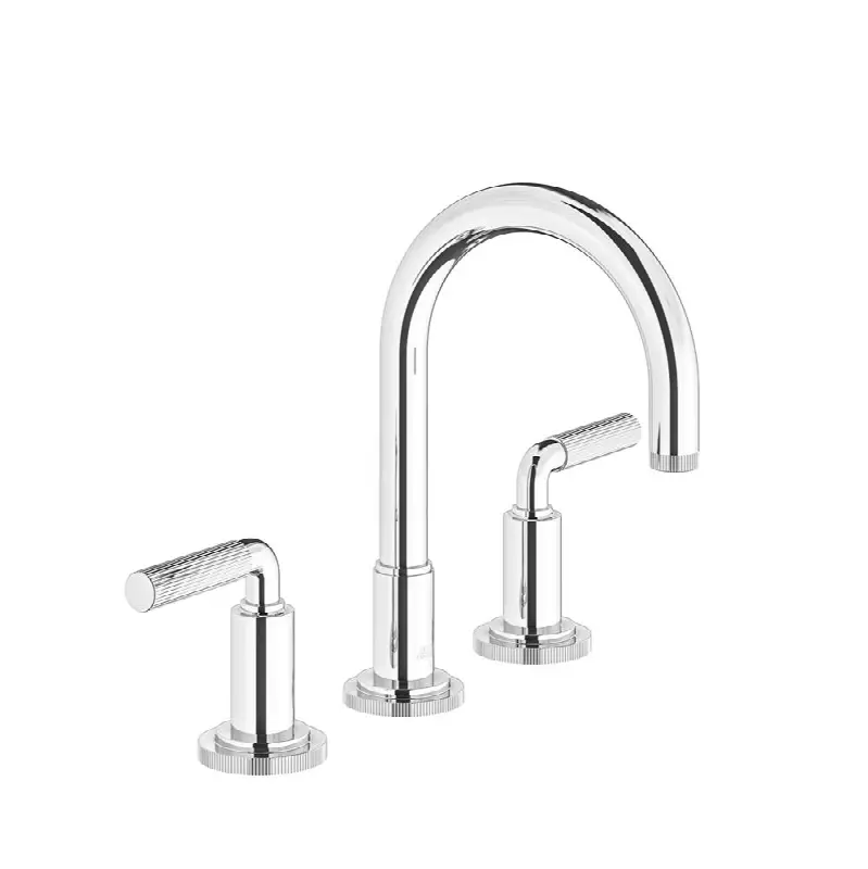 Widespread lavatory faucet with push-down pop-up drain assembly (no lift rod)