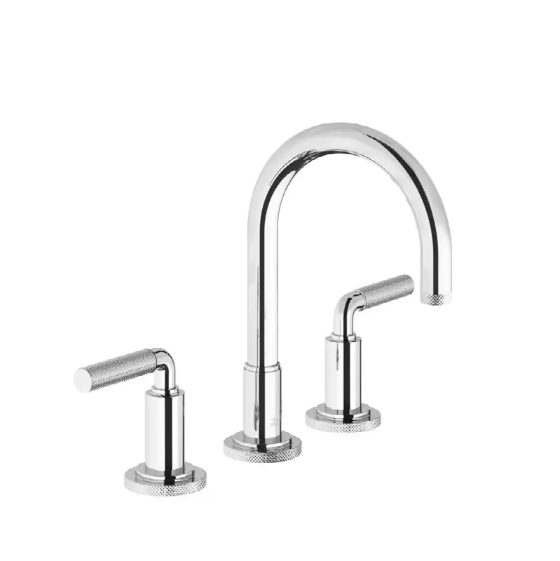 Widespread lavatory faucet with push-down pop-up drain assembly (no lift rod)