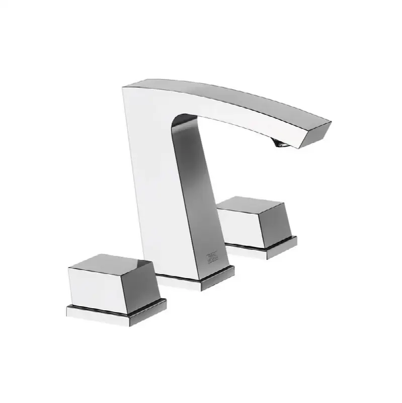 Widespread lavatory faucet with push-down pop-up drain assembly (no lift rod)