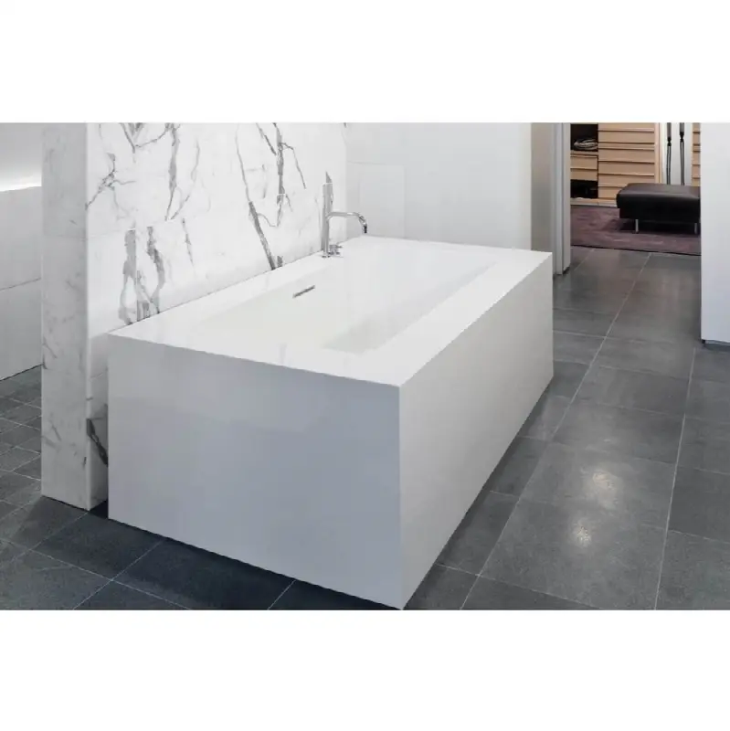 Cube Bath 72 X 40 X 24 - Fs - Built In Nt O/F & Wh Drain - White