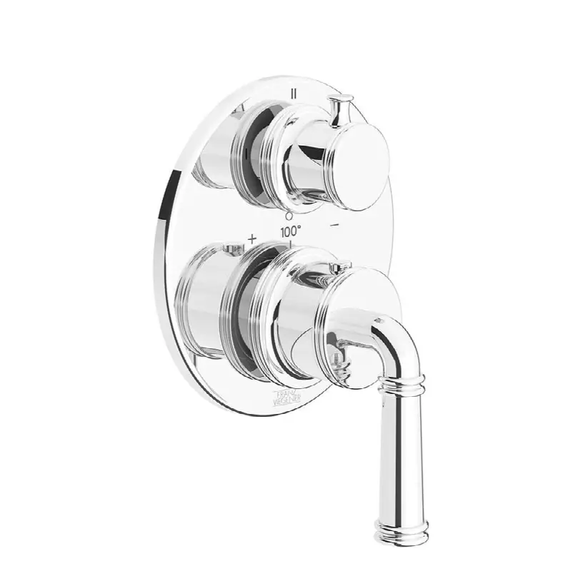 Thermostatic wall valve with three outlets - trim only