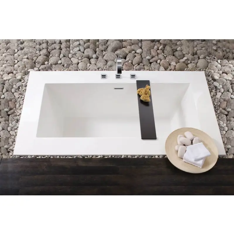 Cube Bath 72 X 40 X 24 - 3 Walls - Built In Nt O/F & Wh Drain - Copper Con - White
