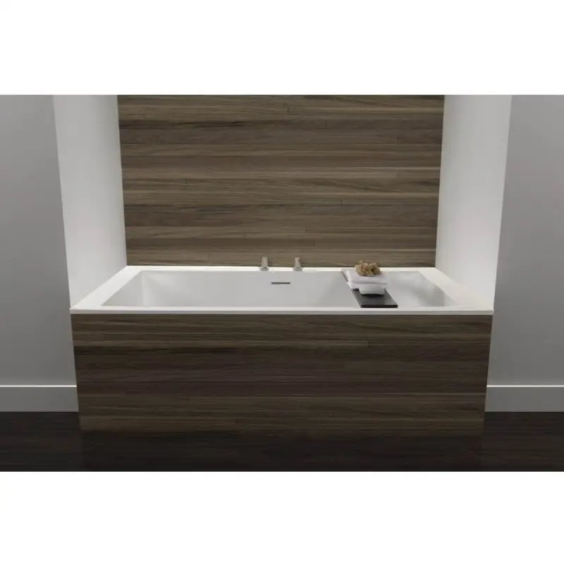 Cube Bath 60 X 30 X 24 - 2 Walls - Built In Nt O/F & Wh Drain - White