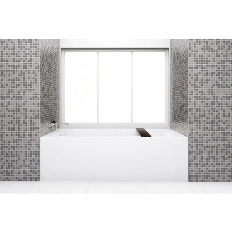 Cube Bath 66 X 32 X 19.75 - 1 Wall - L Hand Drain - Built In Nt O/F & Wh Drain - Copper Con - White