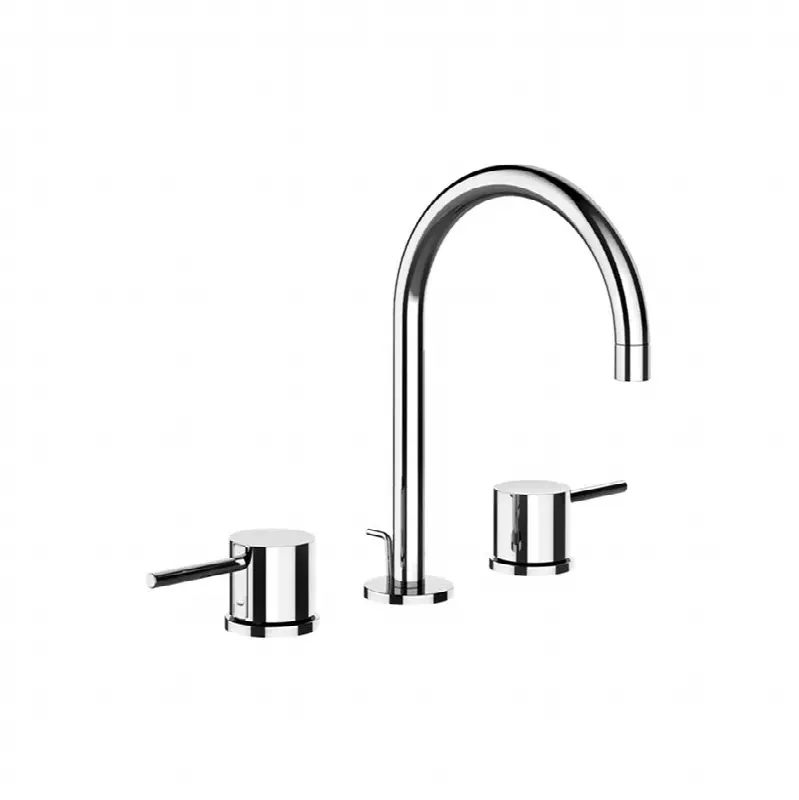 Widespread washbasin mixer with pop-up assembly