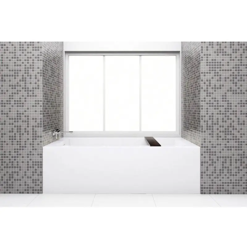Cube Bath 60 X 30 X 18 - 1 Wall - L Hand Drain - Built In Nt O/F & Wh Drain - White