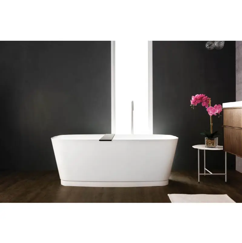 Straight Bath 58 15/16 X 27 15/16 X 21 1/16 - Fs - Wh Drain & Nt O/F - White