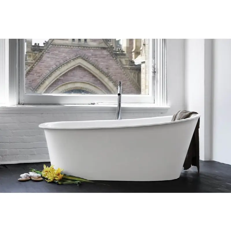 Tulip Bath 64 X 34 X 25 - Fs - Built In Nt O/F & Wh Drain - White