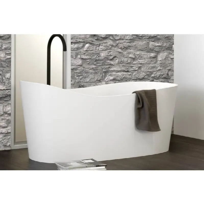 Wave Bath 57 5/8 X 26 1/4 X 20 5/8 - Fs - Wh Drain & Nt O/F - Copper Con - White