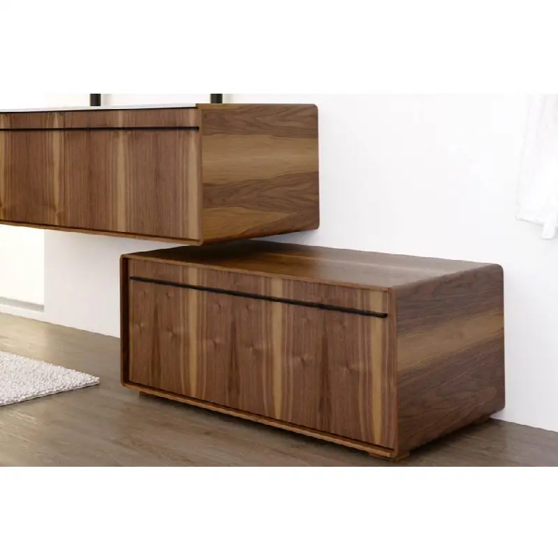 DECO VANITY FREESTANDING 24" - WL CONFIG OAK COFFEE BEAN AND WHITE MATTE LACQUER - SATIN BRASS METAL