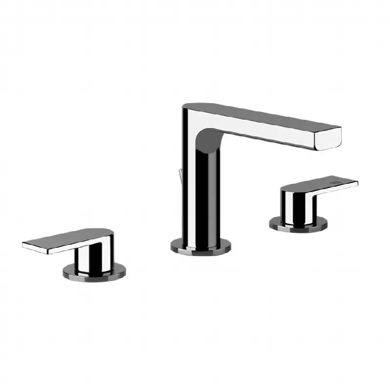 Widespread washbasin mixer with pop-up assembly