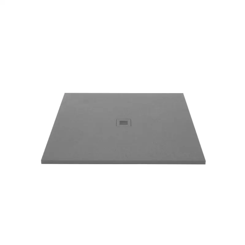 Shower Base - Feel - 48 X 48 - Center Drain - Grey Concrete - 4 Cuts