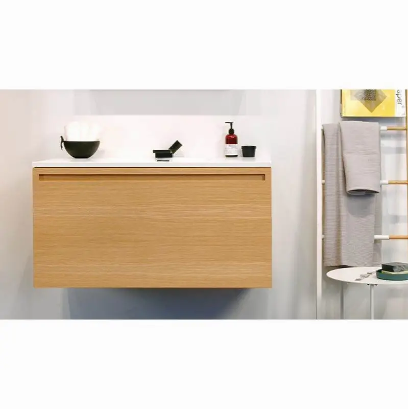 Furniture Element Rafine - Vanity Wall-Mount 36 X 22 - 2 Drawers, Horse Shoe Drawers - Oak Coffee Bean