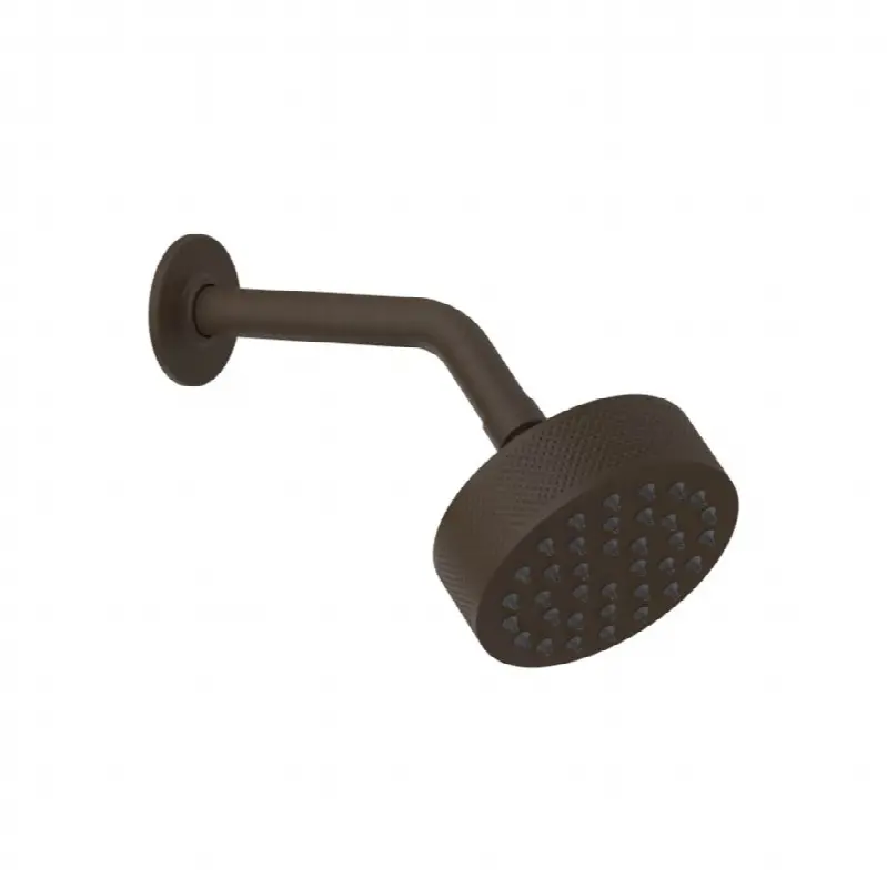 Wall-mounted adjustable shower head with arm.