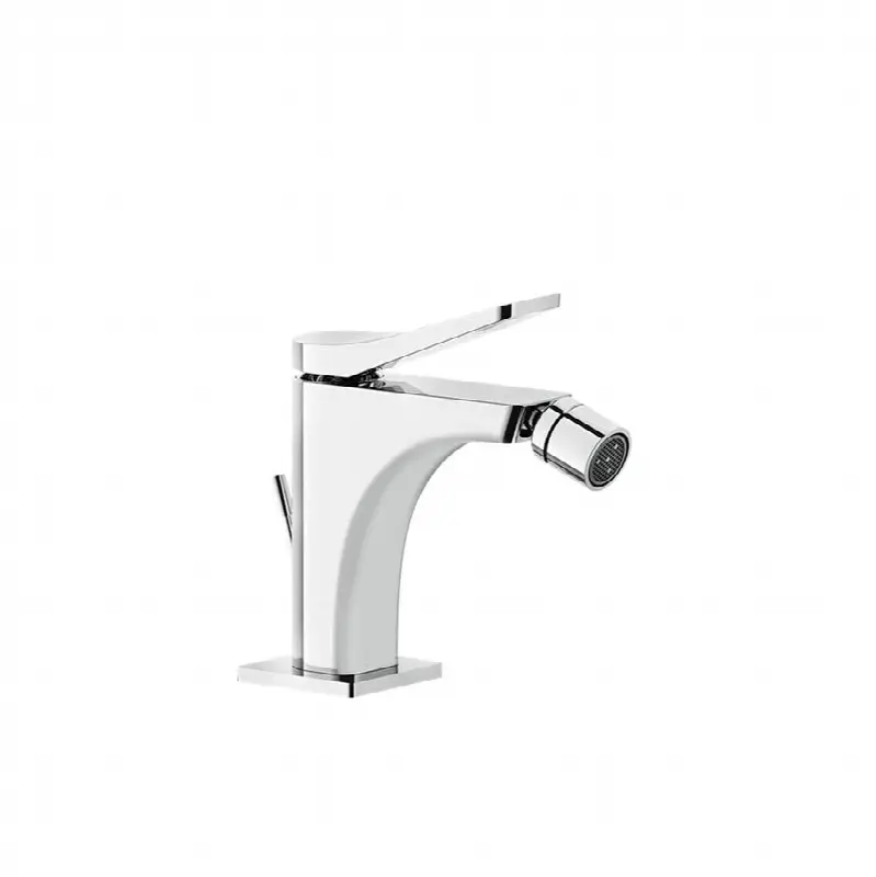 Single lever bidet mixer with pop-up assembly
