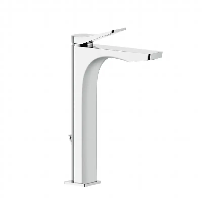 Tall single lever washbasin mixer with pop-up assembly