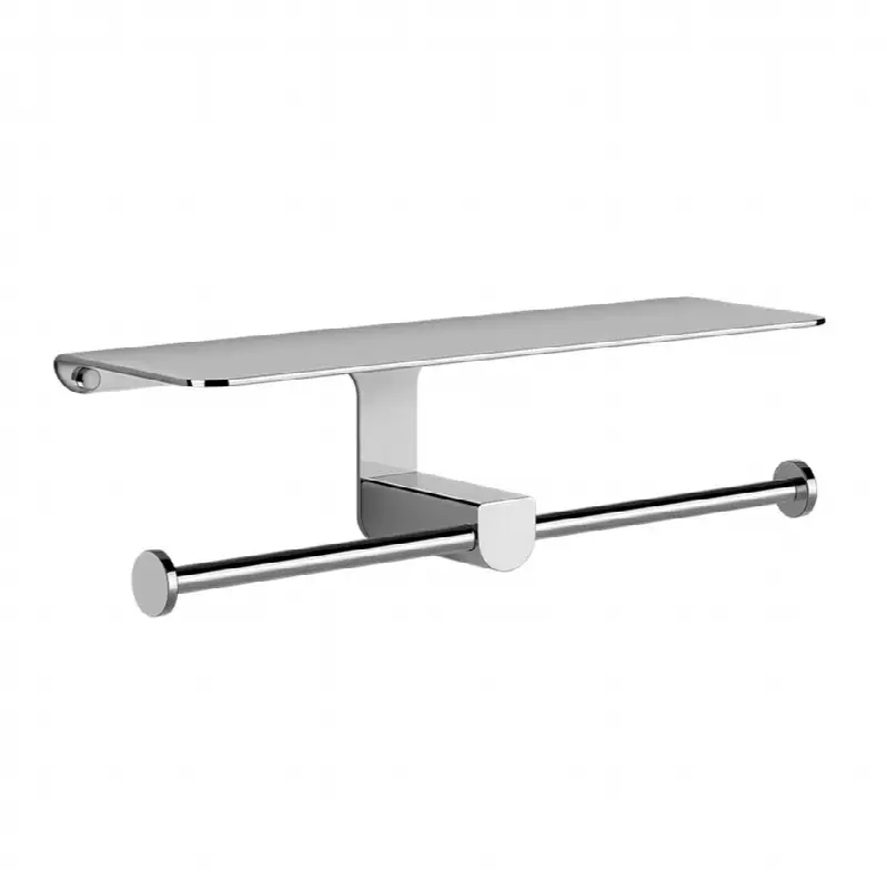 Wall-mounted double tissue holder with cover