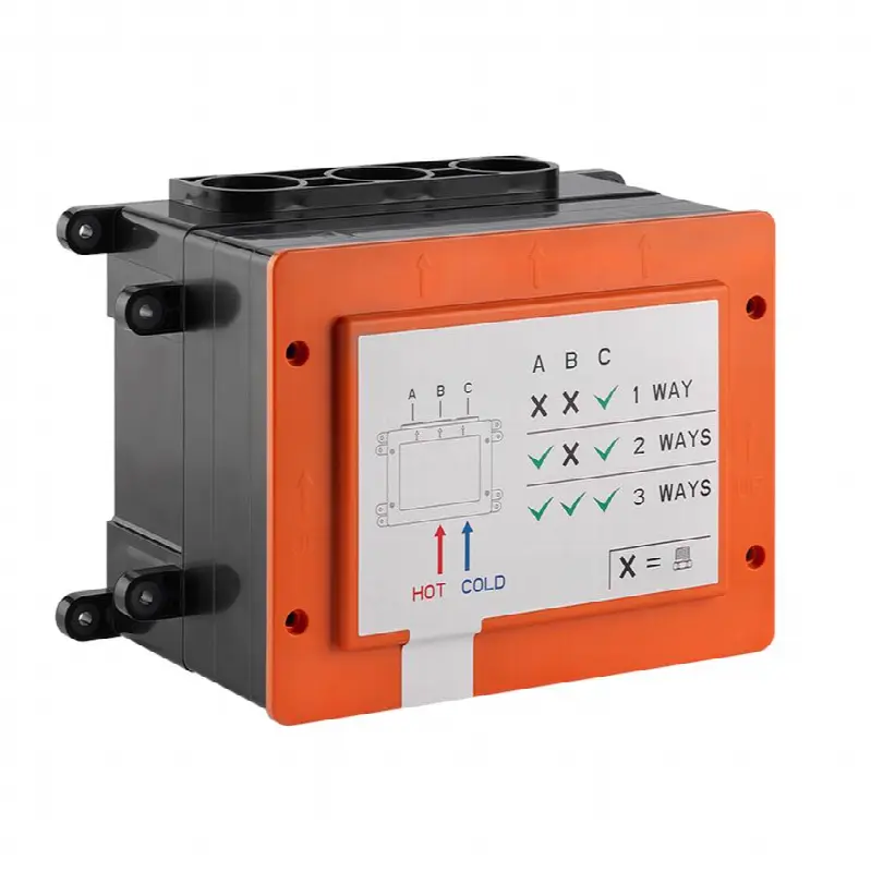 In-wall thermostatic rough valve for 1/2/3- way diverter function .