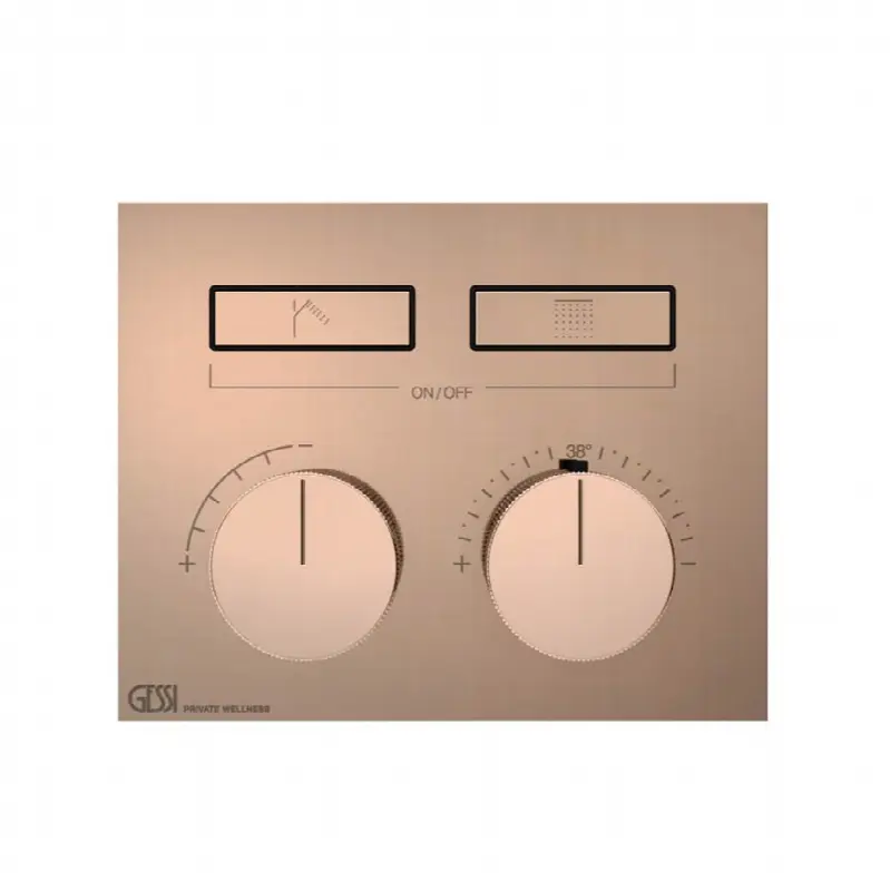 TRIM PARTS ONLY External parts for thermostatic mixer for two functions, with push-button on/off control