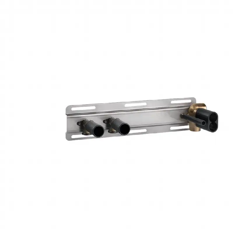 In-wall thermostatic rough valve for shelf mixer for two simultaneous functions.