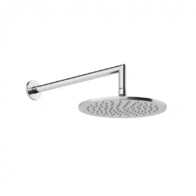 Wall-mounted adjustable shower head with arm.