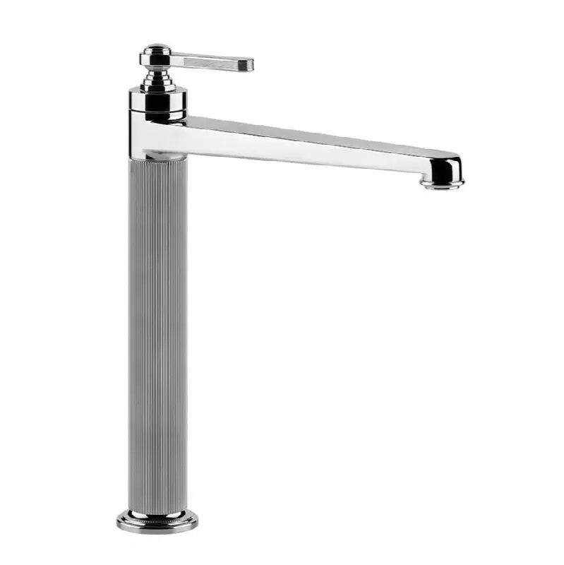 Tall single lever washbasin mixer without pop-up assembly
