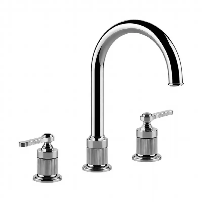 Widespread washbasin mixer with pop-up assembly