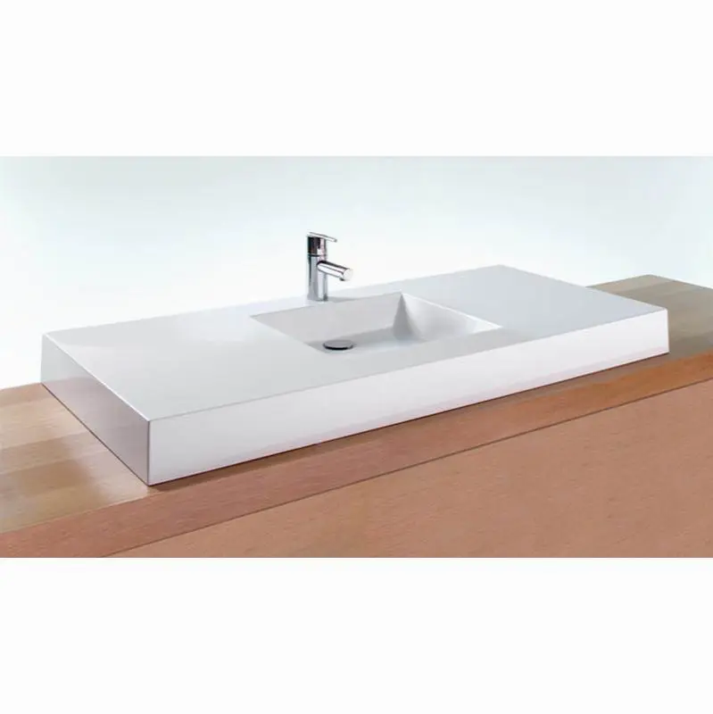 Lav - Cube - 48 X 22 X 4 - Center - 1 Hole - White True High Gloss