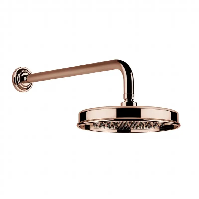 Wall-mounted adjustable shower head with arm.