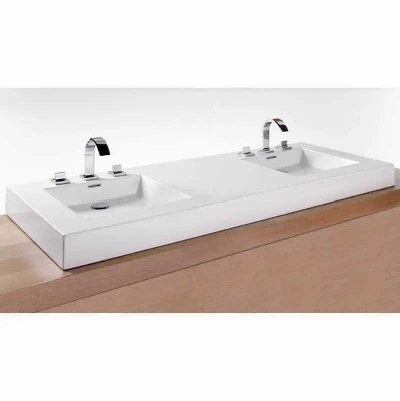 Lav - Cube - 60 X 22 X 4 - Bn O/F - 3 Holes 8" C/C Per Drain - White Matte