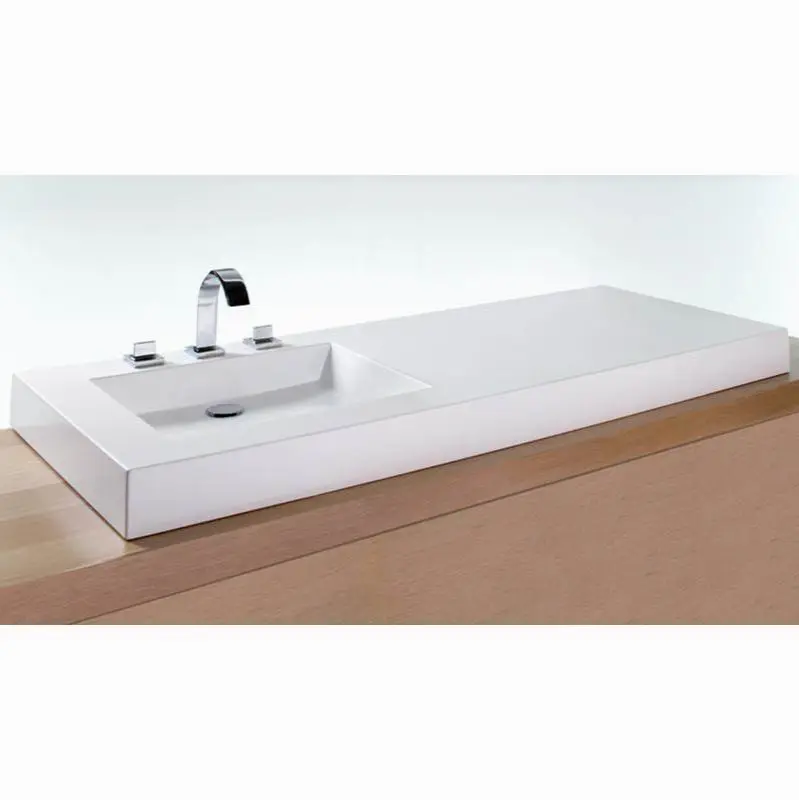 LAV - CUBE - 60 X 22 X 4 - LEFT - 3 HOLES 8" C/C - WHITE TRUE HIGH GLOSS