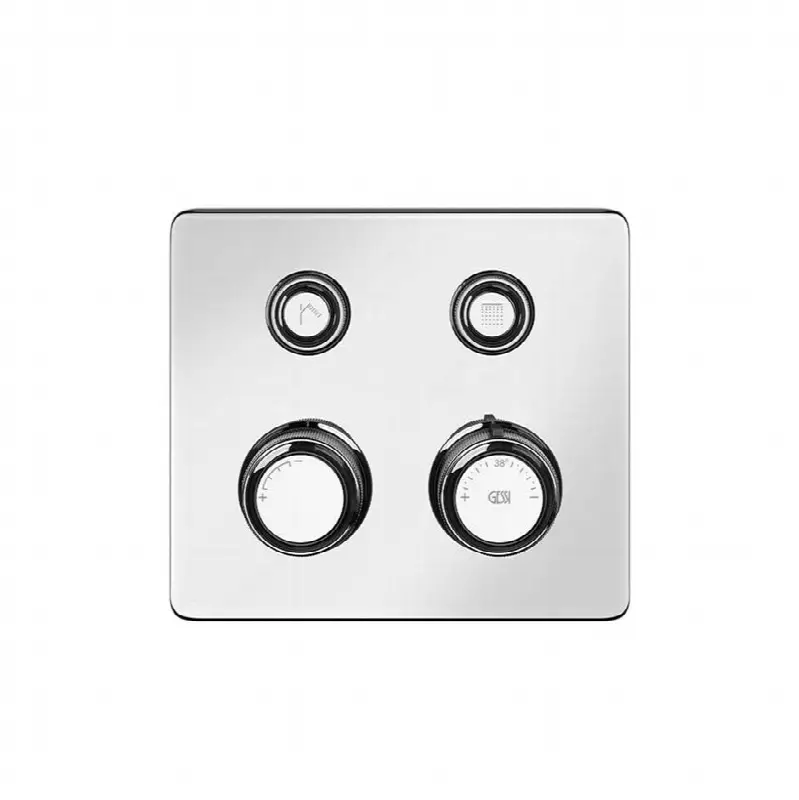 TRIM PARTS ONLY External parts for thermostatic mixer for two functions, with push-button on/off control