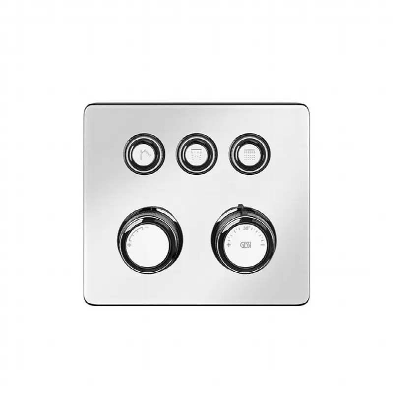 TRIM PARTS ONLY External parts for thermostatic mixer for three functions, with push-button on/off control
