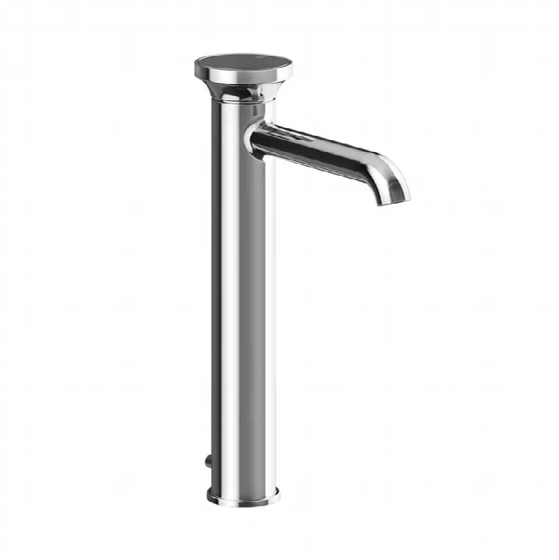 Tall single lever washbasin mixer with pop-up assembly.