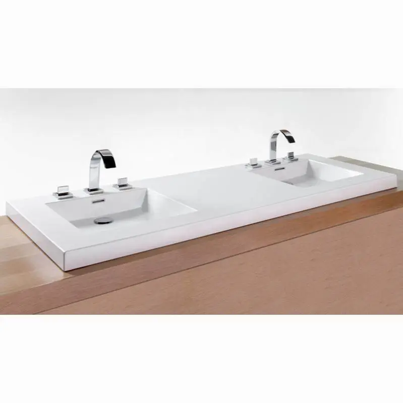 LAV - CUBE - 60 X 22 X 2 - 3 HOLES 8" C/C PER DRAIN - WHITE TRUE HIGH GLOSS