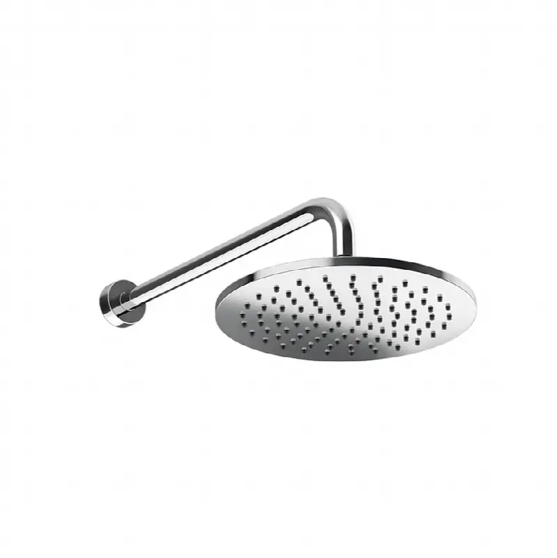 Wall-mounted adjustable shower head with arm.