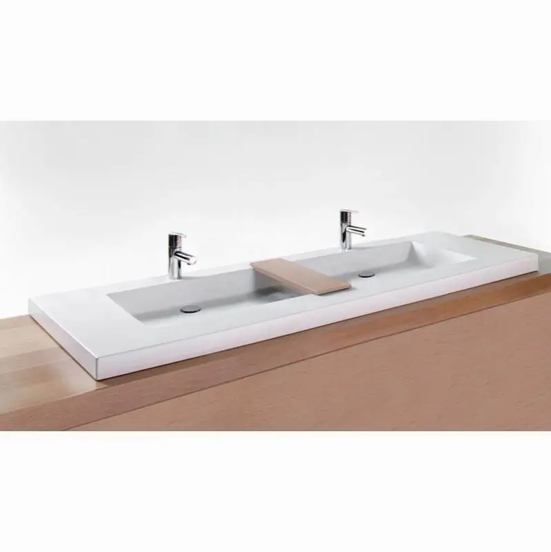 LAV - CUBE - 72 X 22 X 2 - TROUGH - SB O/F - 3 HOLES 8" C/C PER DRAIN - WHITE TRUE HIGH GLOSS